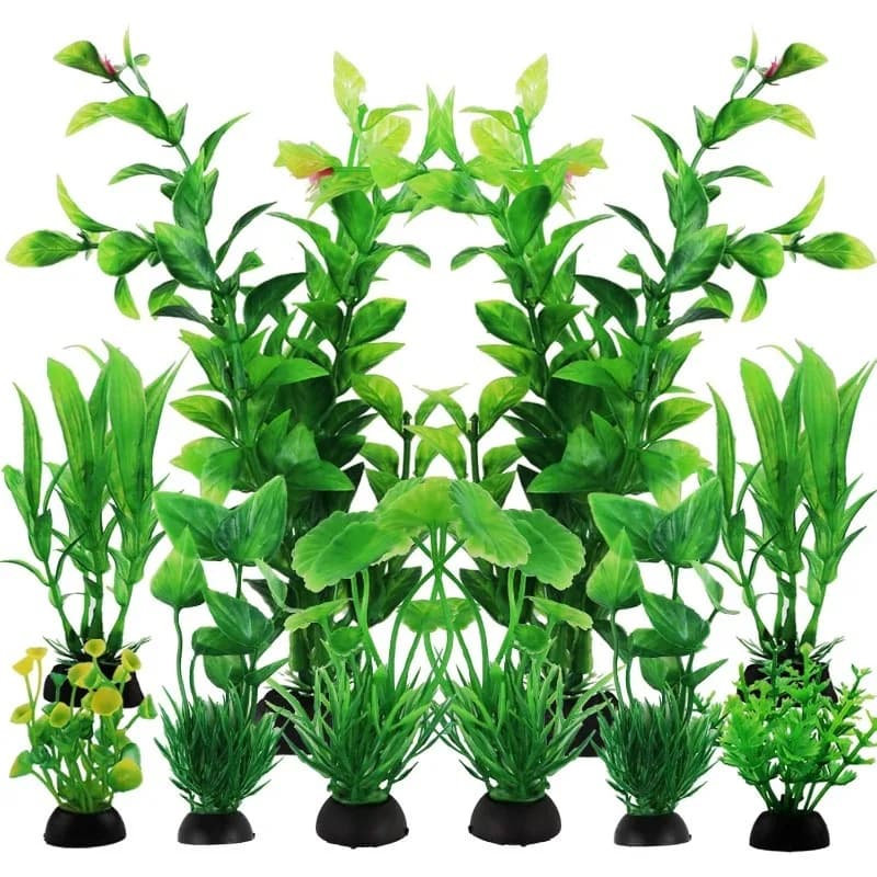 10/20 Pezzi Piante Artificiali per Acquario, Ornamenti Verdi in Plastica, Erba Acquatica Simulata, Decorazione per Acquario, Accessori Fai-da-Te per la Casa