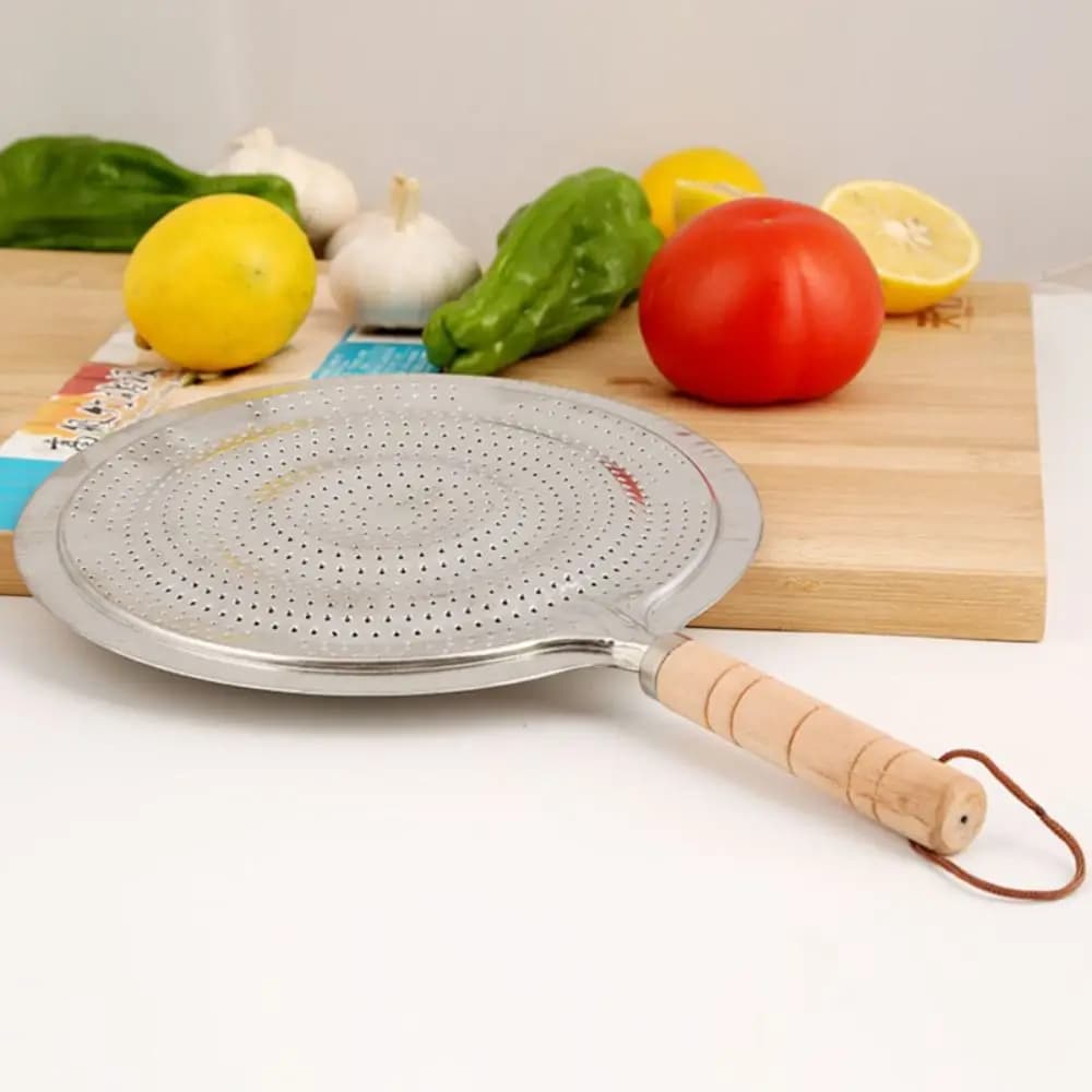 Metallo 21 cm Anello da cucina Tappetini termoisolanti Manico in legno Utensili da cucina Diffusore di calore Fornello a gas/elettrico/induzione
