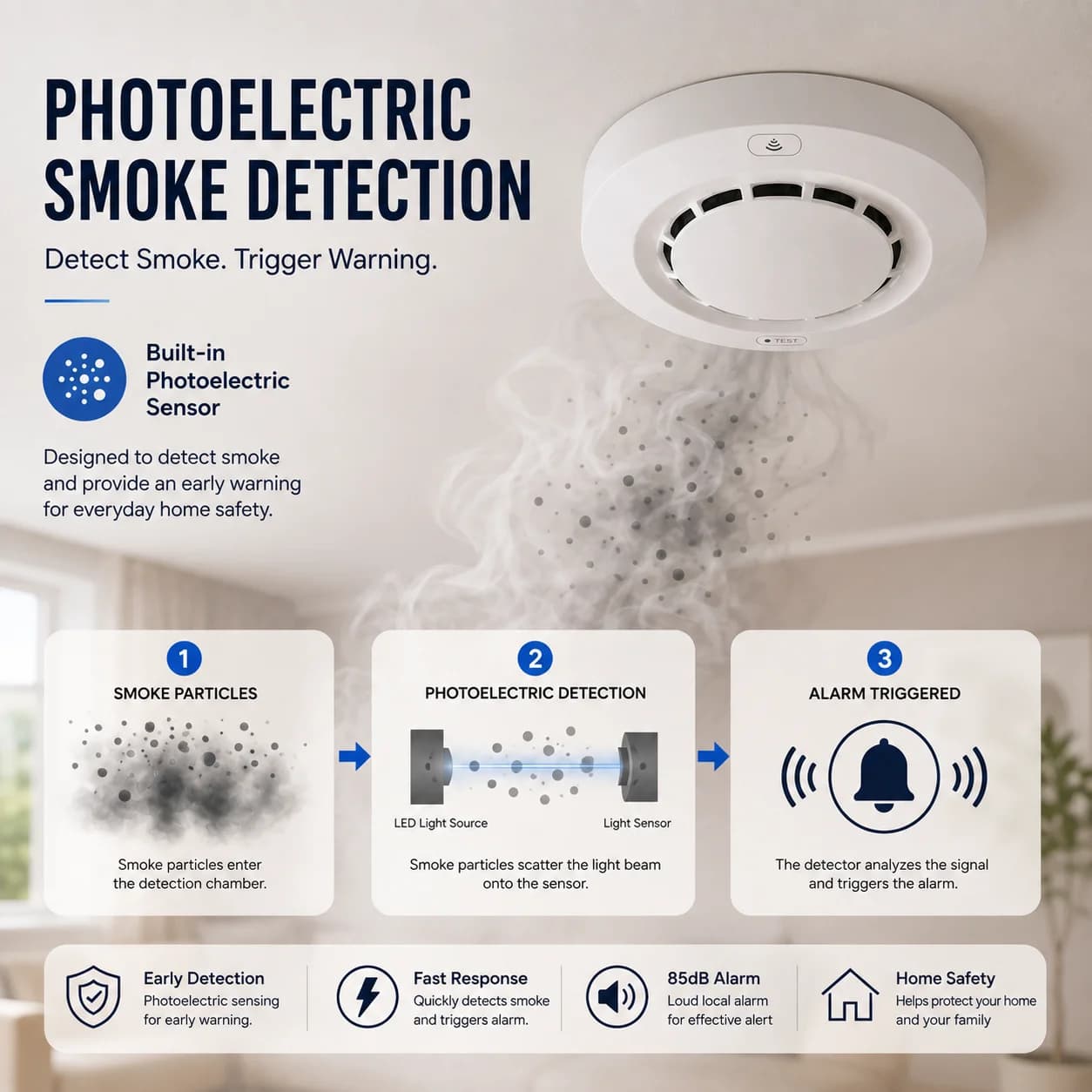 Tuya ZigBee Smoke Detector 85dB Photoelectric Smoke Alarm Fire Alarm Sensor Smart Life APP Alert Gateway Required