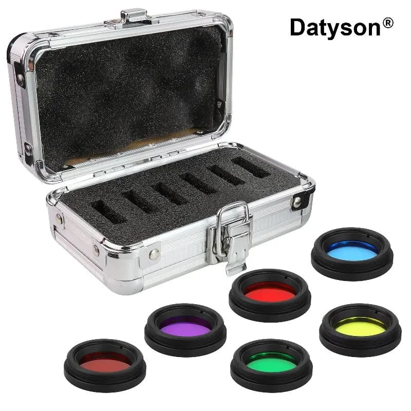Set di filtri planetari e filtri per nebulose Datyson da 1,25 pollici (6 colori) con custodia in alluminio per oculari di telescopi astronomici