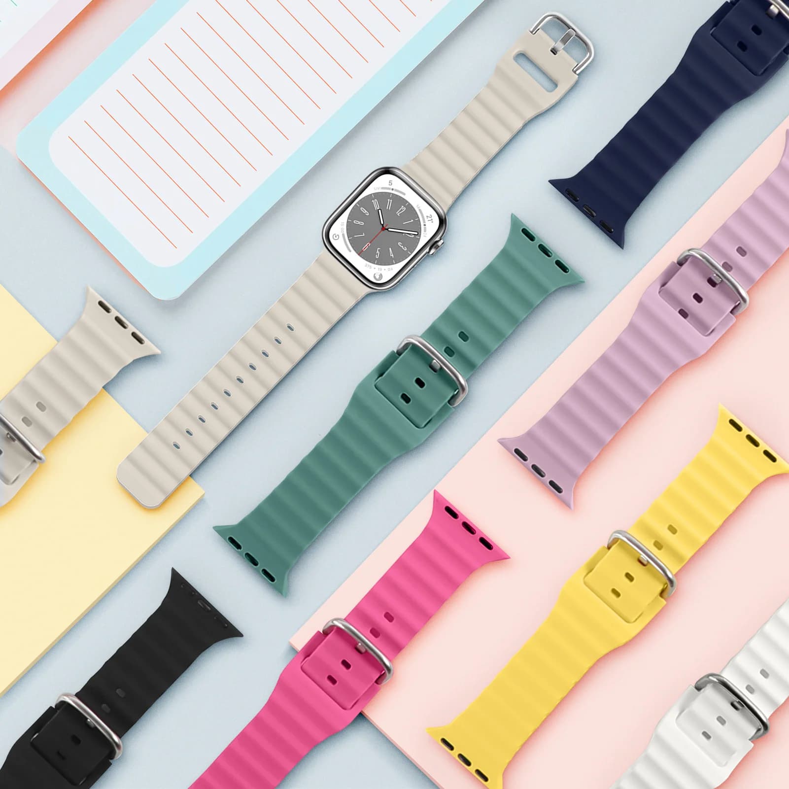 Cinturino oceanico per cinturino Apple Watch 45mm 44mm 40mm 41mm 42mm 38mm serie 7 6 3 se 8 45mm cinturino in Silicone iWatch cinturino ultra 49mm
