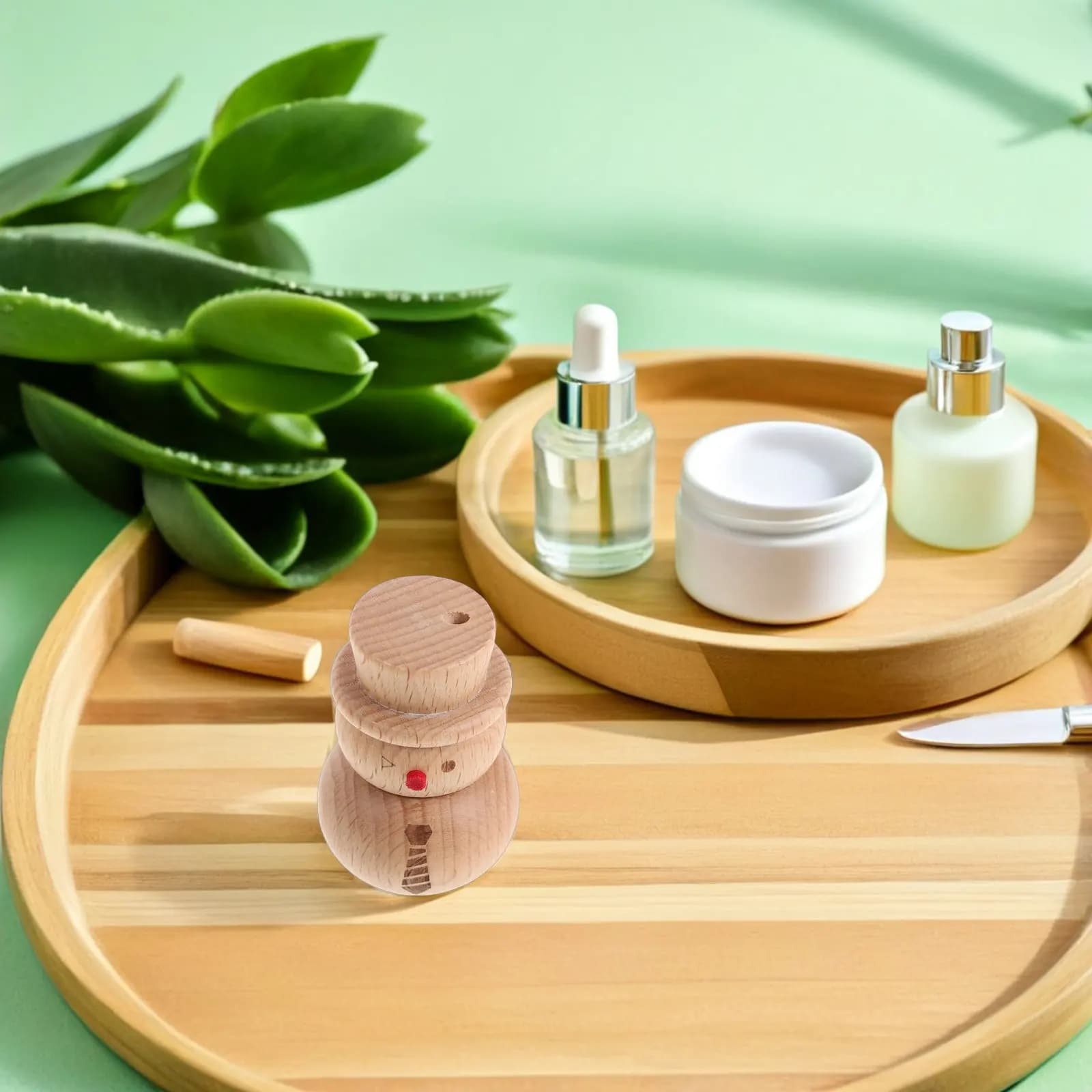 Essential Oil Roller Bottle Wood Aromatherapy Diffuser Snowman Shape 2Ml Refillable Roller Ball Portable Home Office Car
