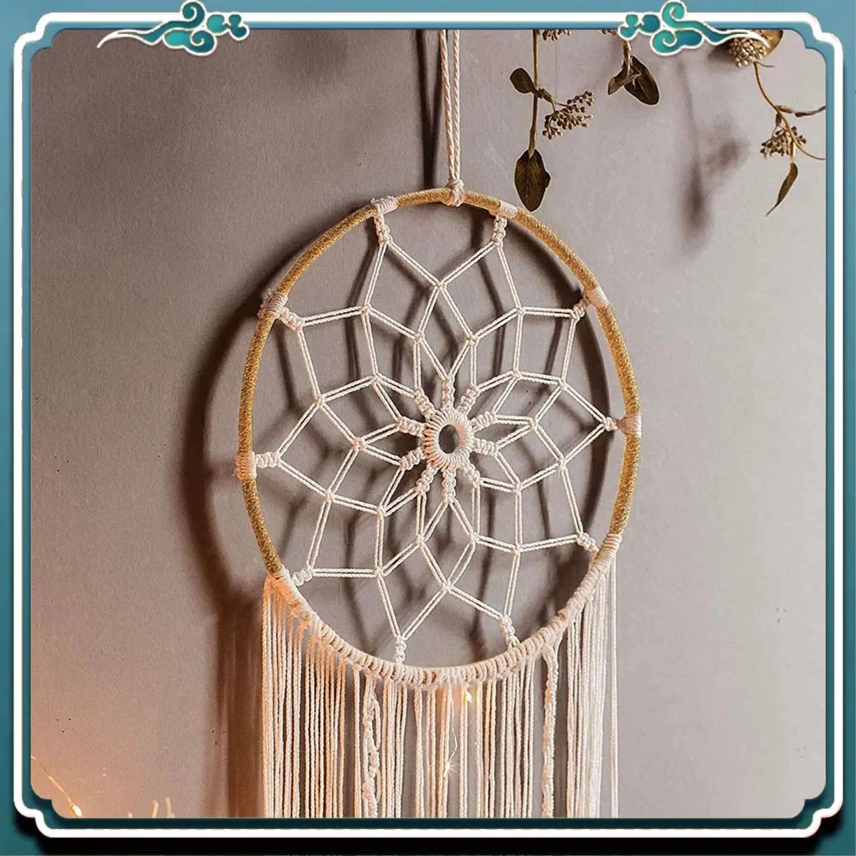 A67K-Macrame Dream Catcher Large Wall Hanging Handmade Dream Catcher Boho Tassels For Bedroom Living Room Decoration Gift