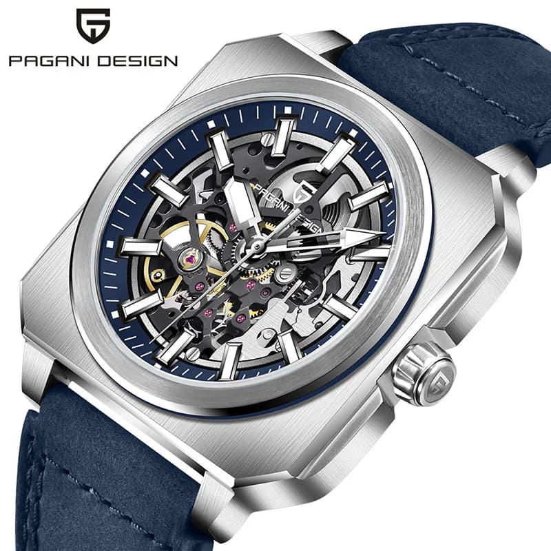 PAGANI DESIGN Men's Watch Stainless Steel Square Hollow Automatic Mechanical Men's Watches Sapphire Mirror Wristwatches For Man