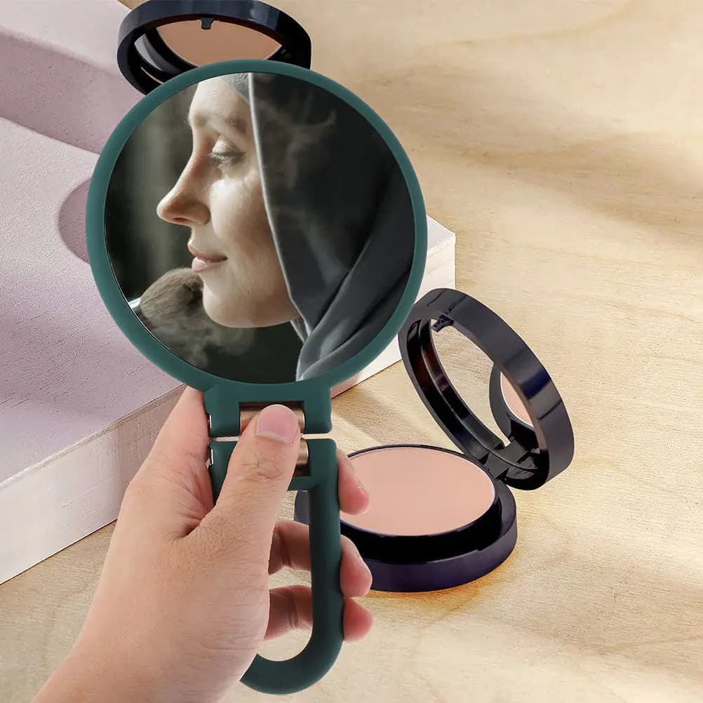 Specchio per il Trucco Pieghevole Premium a Doppia Faccia con Superficie Riflettente HD, Specchio Ingranditore per Viaggio, Bagno e Toeletta