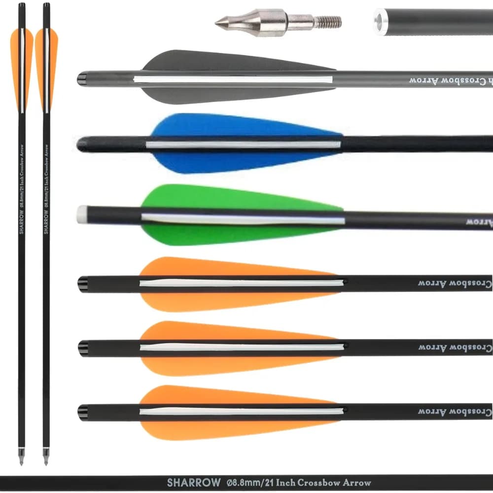 6/12pcs 16" 17" 18" 20" 21" 22" Crossbow Bolts Arrows Archery Arrowheads ReplaceableTips Outdoor Hunting Shooting Carbon Arrows