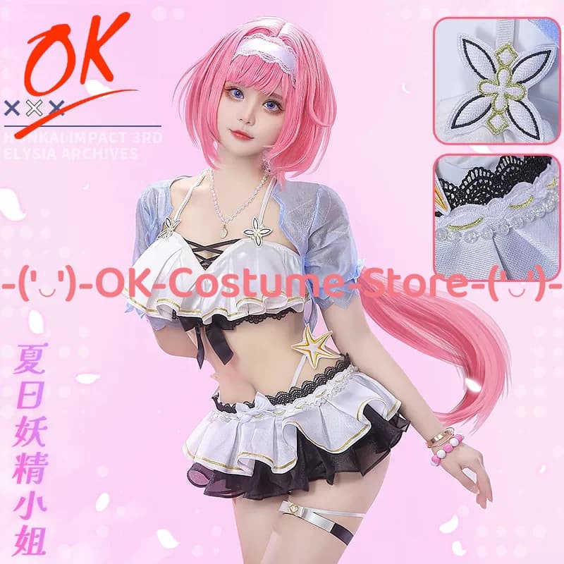 Honkai Impact 3rd Elysia Summer Miss Elf Cosplay Costume Cute Bikini Swimsuit Beach Outfit Halloween Carnival Party Uniform Suit