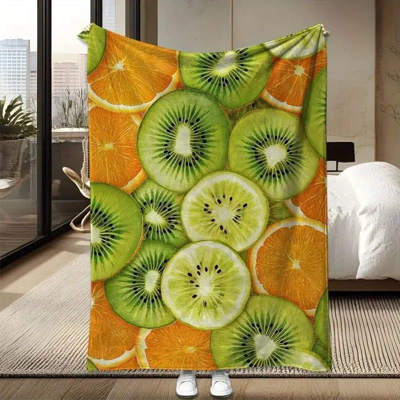 Coperta con motivo mango e frutta arancione per divano letto, viaggio, campeggio, soggiorno, ufficio, coperta per regali per tutte le stagioni