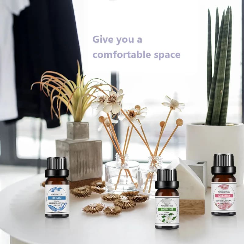 Oli essenziali puri 10ML con diffusore oli Reed ricarica diffusore olio aromatico gelsomino Sakura limone rosa vaniglia oli essenziali