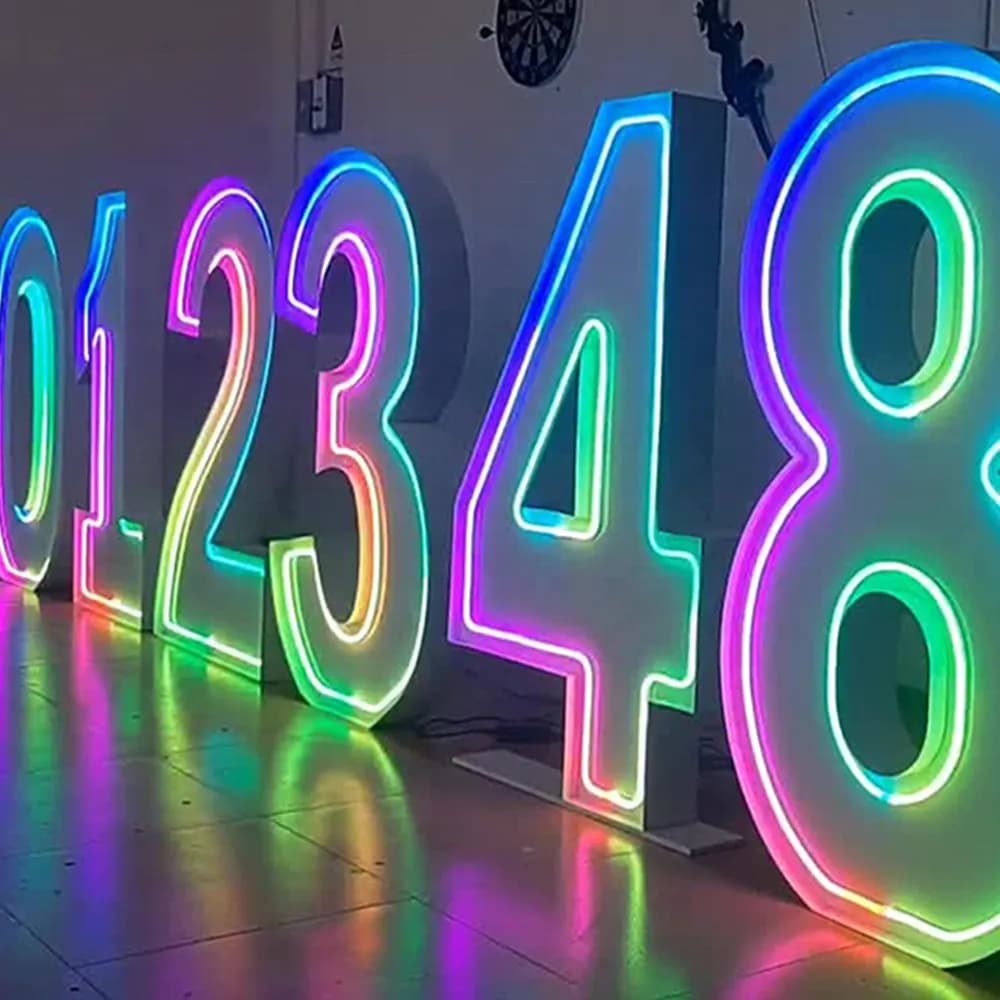 Lettere e Numeri LED Grandi da 2ft 3ft 4ft 0-9 A-Z, Insegna Luminosa RGB in Acrilico Personalizzabile per Feste