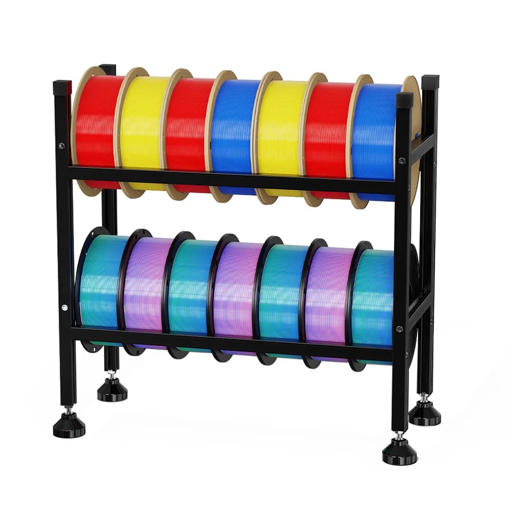 3D Printer Filament Shelf Resistant Metal Shelf for Double Layer Nylon TPU ABS PLA with 360 ° Swivel Wheels
