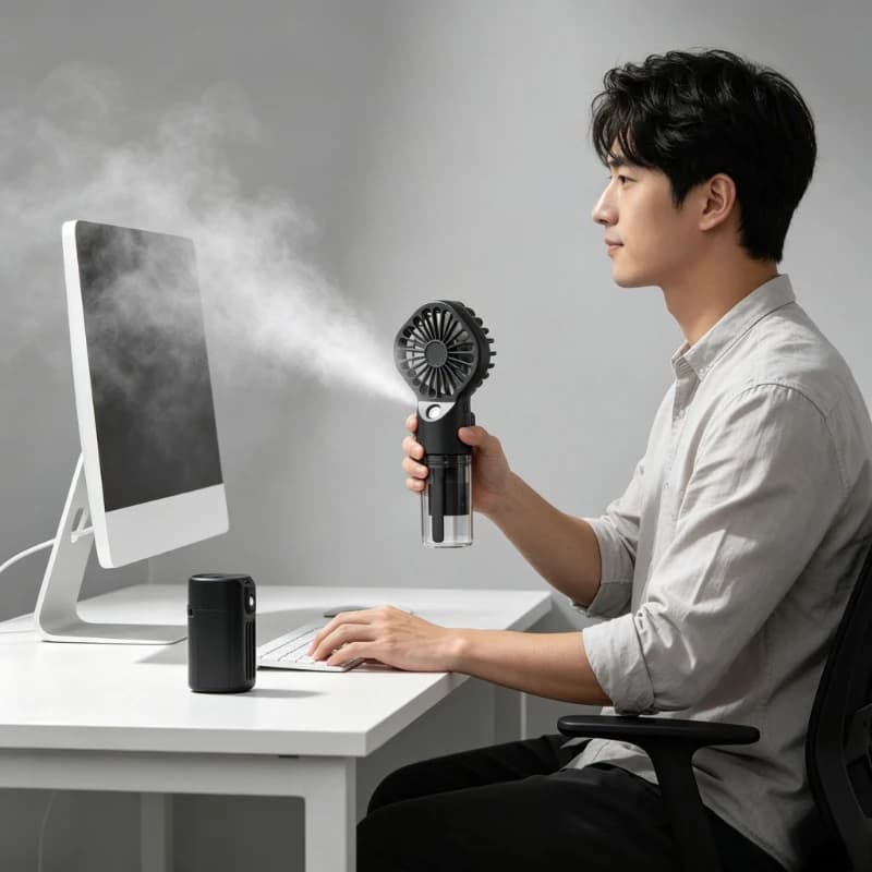 Portable Humidifier Fan Mini Handheld Mist Fan Portable USB Rechargeable Handheld Fan with Humidifier Mini Water Spray Hand Fan