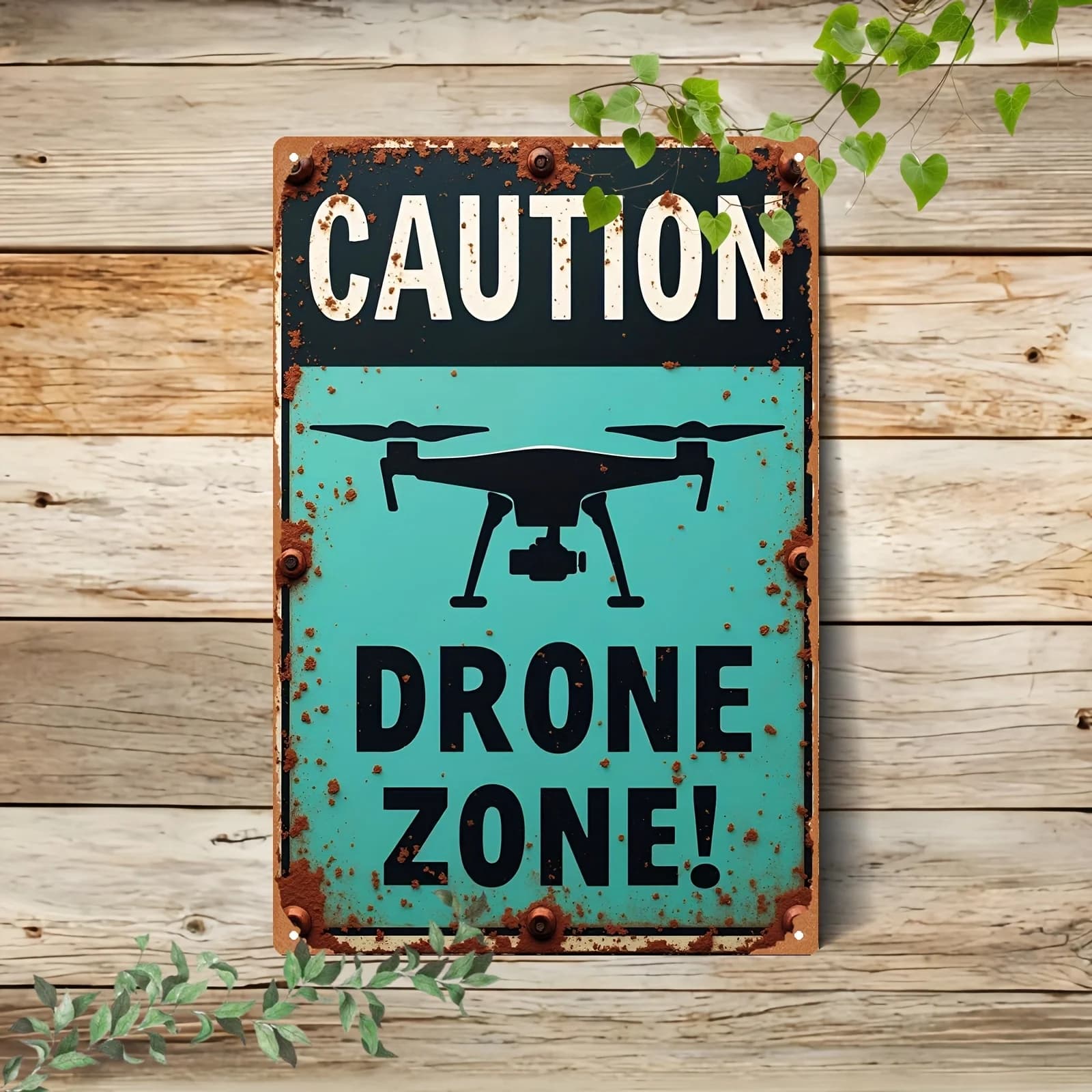 Creative Metal Caution Drone Zone Aluminum Wall Art 8x12 Inch Waterproof Durable Decor For Living Room Bedroom Office Kitchen
