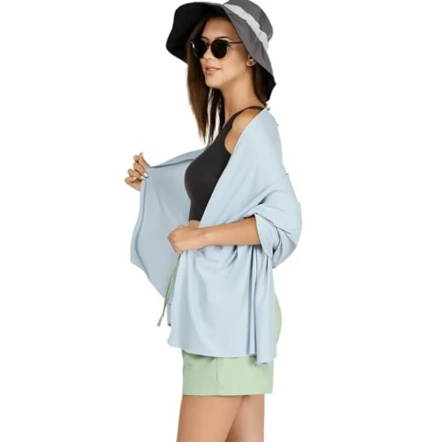 VENVSBEE Sciarpe da donna con protezione solare UPF 50+ UV, sciarpa estiva leggera e rinfrescante, copricostume da spiaggia