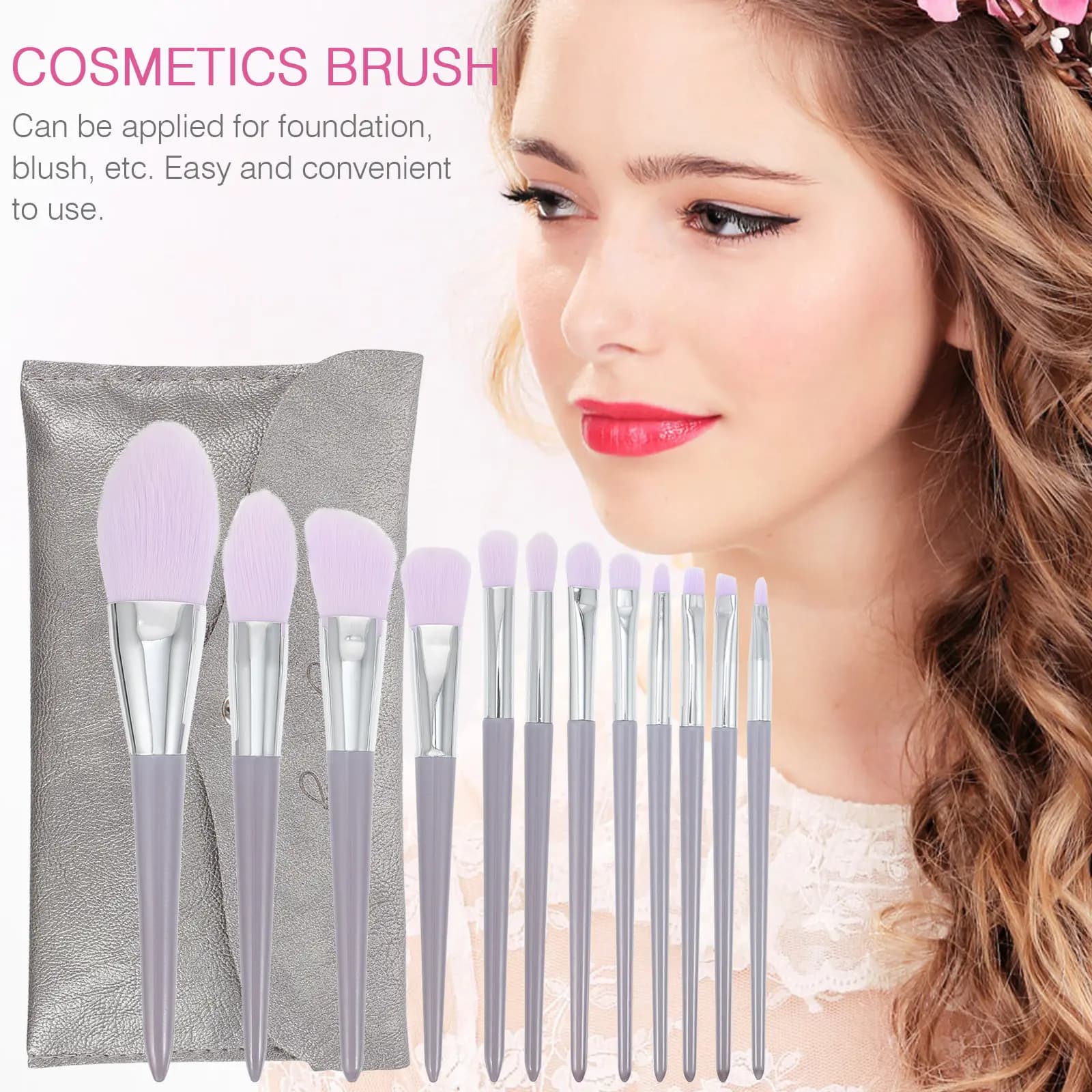 Set di 12 Pennelli da Trucco Professionali Morbidi e Setosi, Senza Perdita di Setole, con Manico in Legno per Sfumatura, Applicazione e Fissaggio