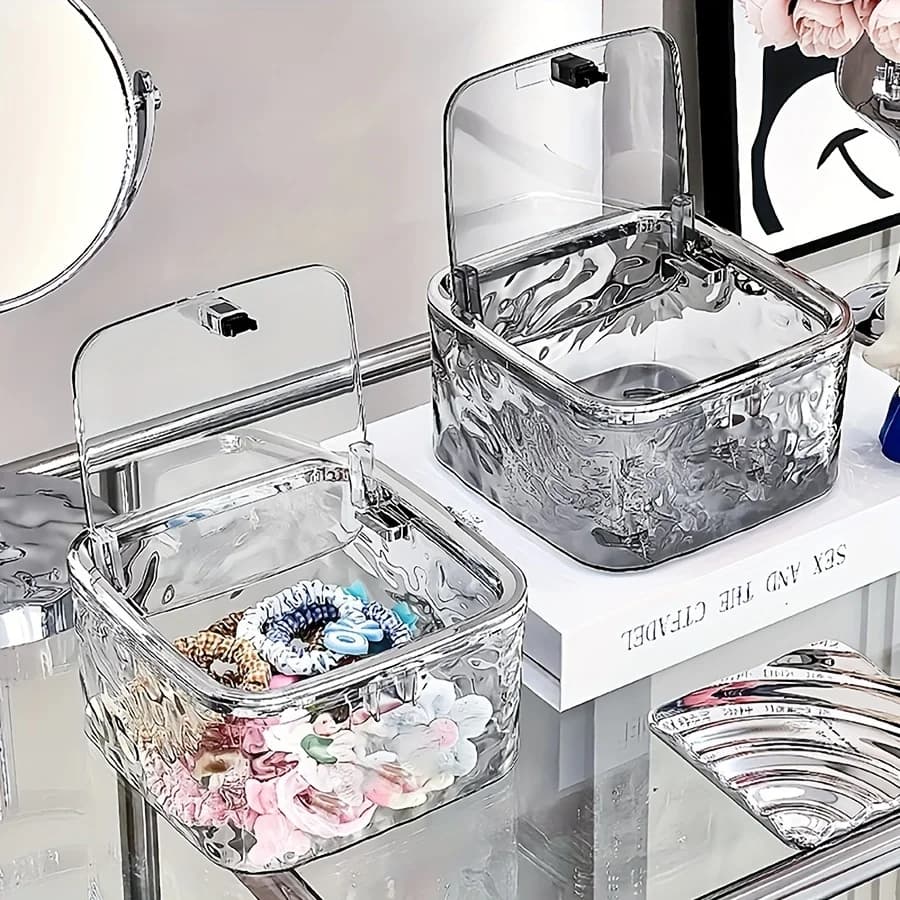 Organizer for Accessories Transparent Acrylic Hair, Elastic Container, Fake, Flakes, Cotton Stick Organization, Bathroom