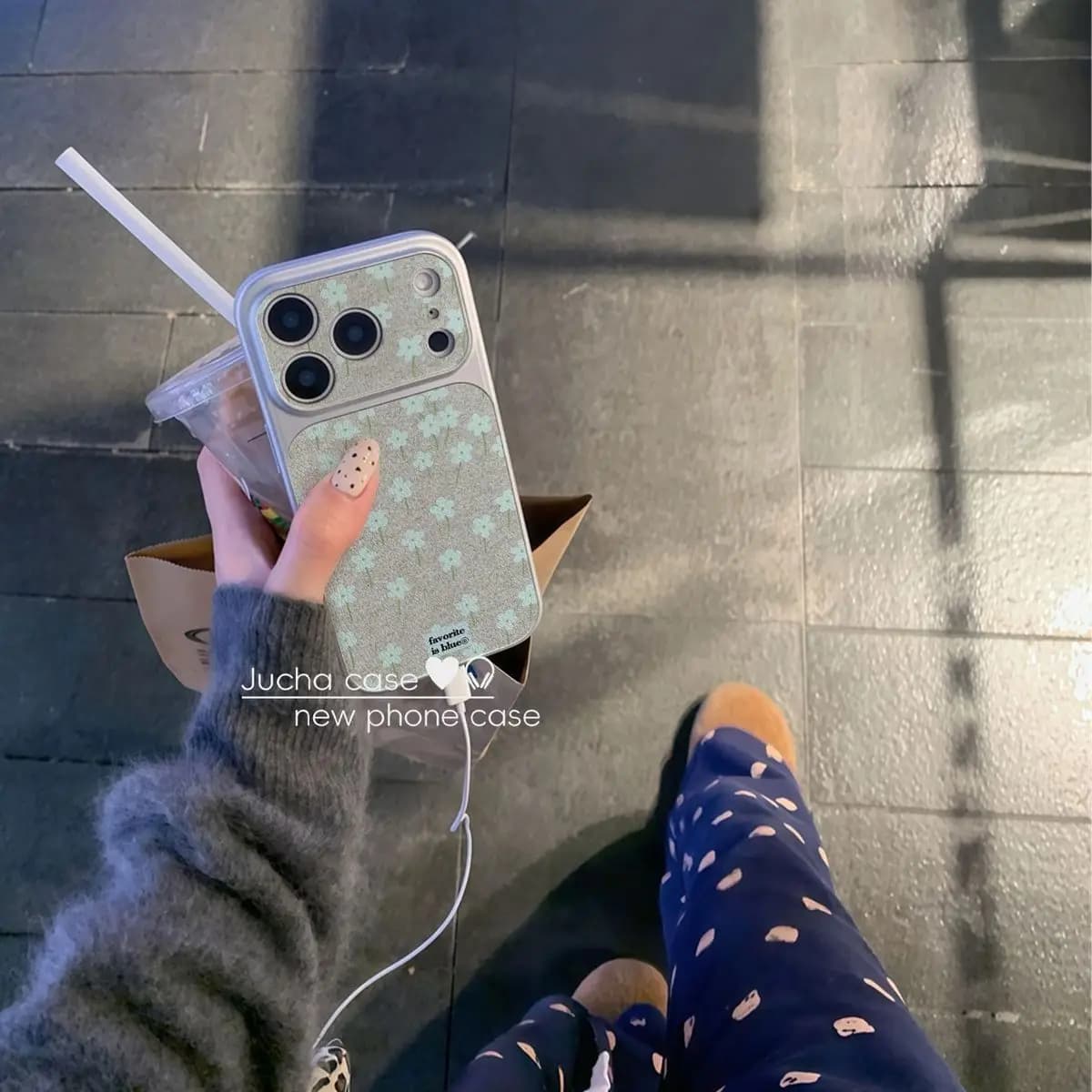 Anti-shock Protective Housing Advanced Leather with White Flowers Korean Style INS for iPhone 17 16 15 14 13 Pro Max Plus