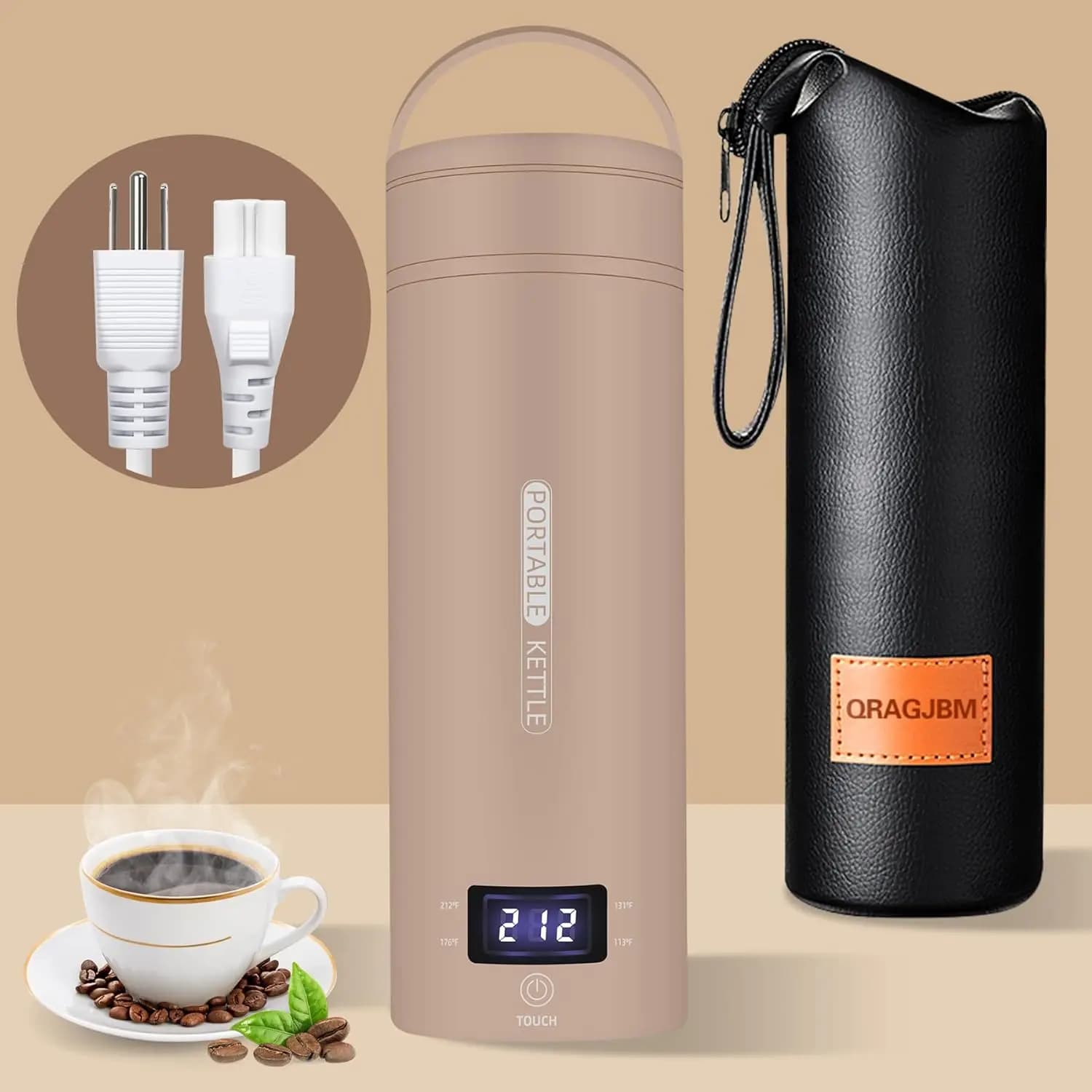 Bollitore Elettrico Portatile con 4 Livelli di Controllo della Temperatura, Spegnimento Automatico, Acciaio Inossidabile Senza BPA per Viaggi