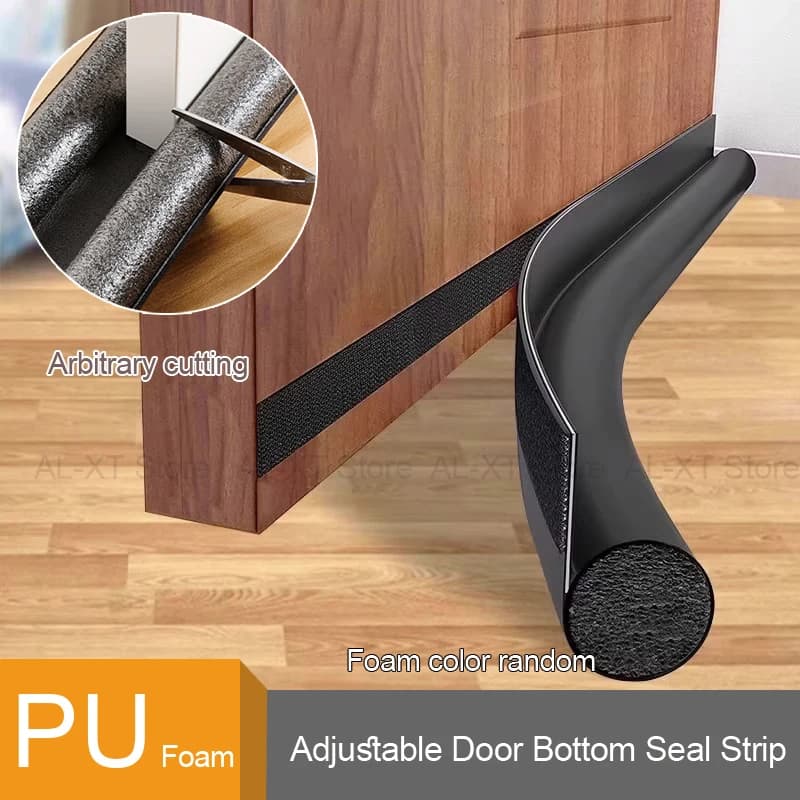 1Pcs Adjustable Door Bottom PU Foam Seal Strip Under Door Draft Stopper Anti-Cold Gap Blocker Sealing Door/window Blocking Block