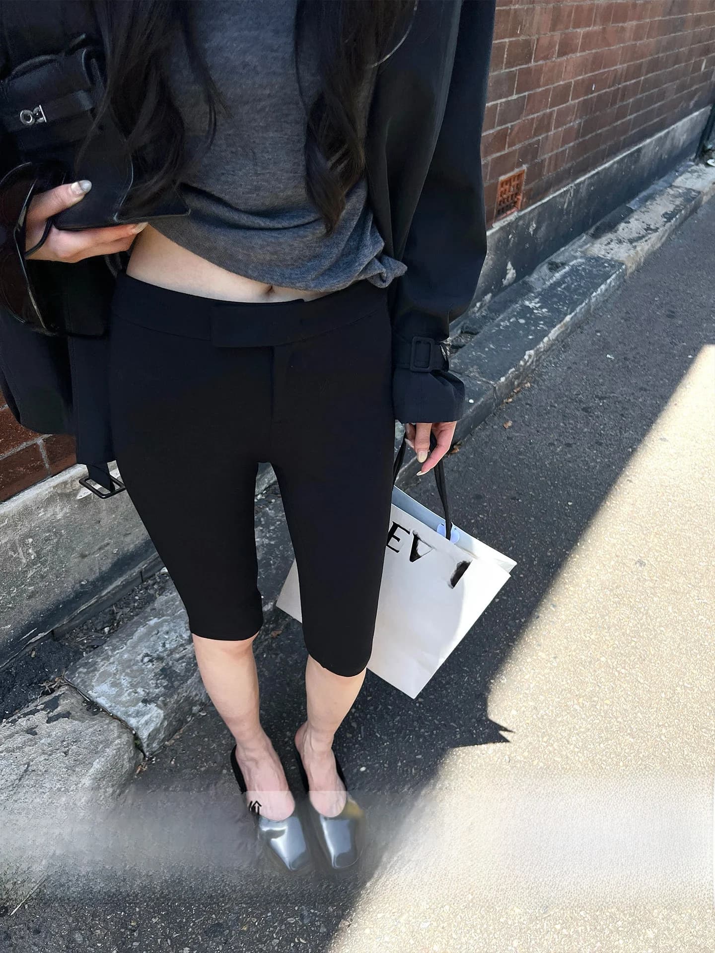 High-Waist Compression Leggings Four-Way Stretch Slimming Six-Nine Split Abdomen Control Fashionable Ladies' Base Layer Pants