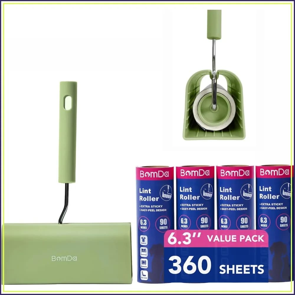 6.3'' Giant Lint Roller, 360 Sheets, Extra Sticky for Pet Hair, Clothes & Furniture