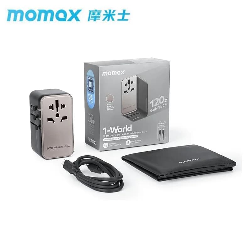 MOMAX Universal Power Adapter 120W Fast GaN piatte a buon mercato compressore exlimb USB-C spina da viaggio contacartimfts a buon mercato US UK EU AU Charger per laptop tablet