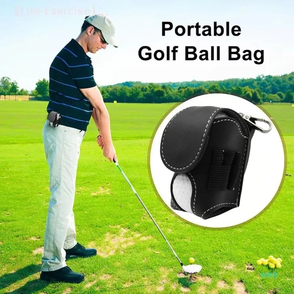 Borsa Portatile per Palline da Golf in Pelle PU Impermeabile, Contenitore Leggero da Appendere in Vita