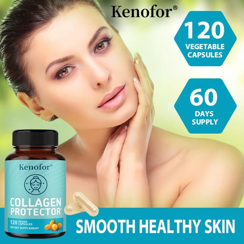 Capsule di Collagene Multi-Tipo, Miscela di Biotina e Cheratina per Anti-Invecchiamento, Sbiancamento della Pelle, Salute di Capelli e Unghie, Integratore Vegano