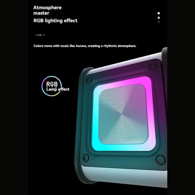 Lenyes Altoparlante Bluetooth wireless multifunzione con 2 microfoni Lettore musicale portatile RGB Macchina per karaoke per la casa Gift-N33R