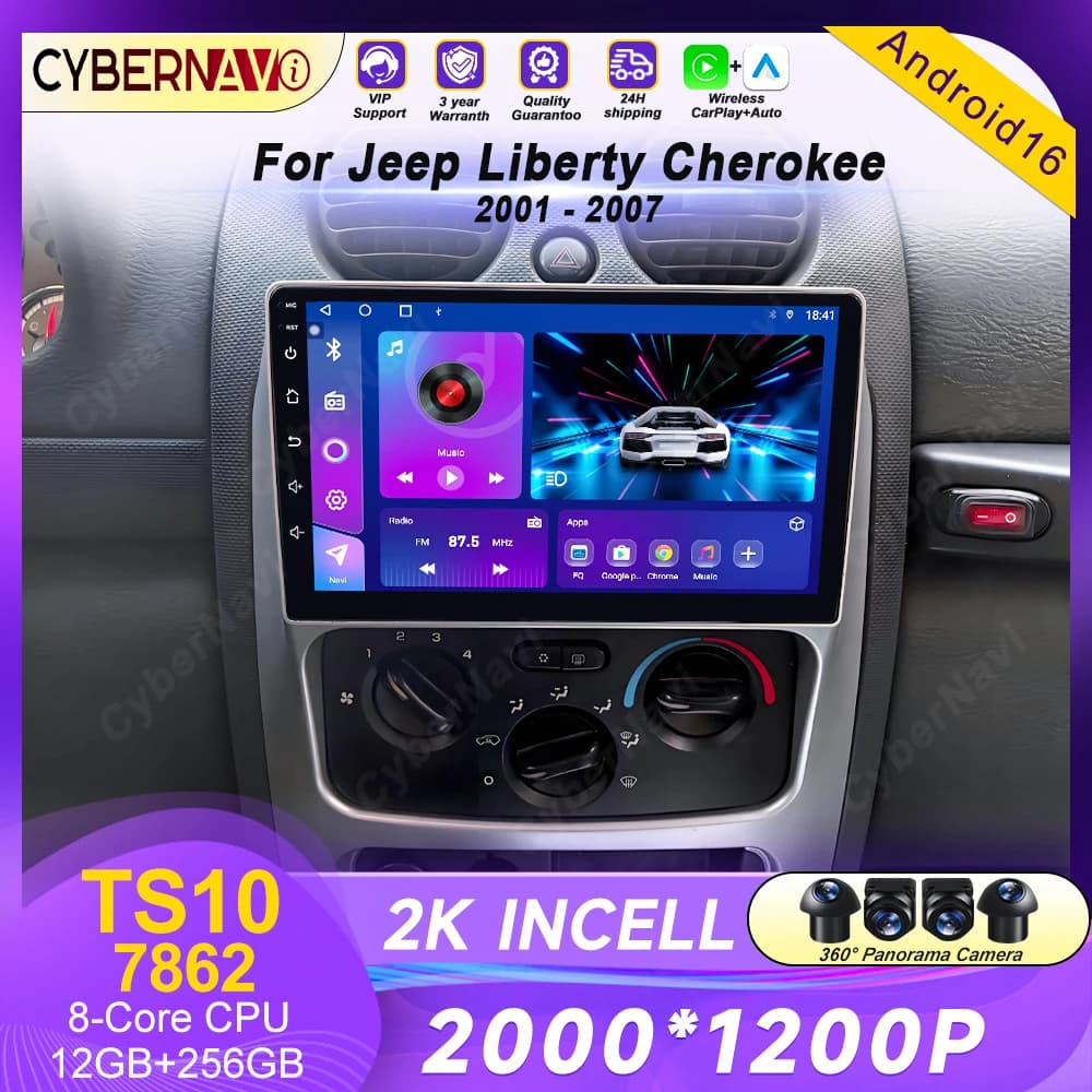 Autoradio per JEEP LIBERTY CHEROKEE 2001 2002 2003 2004 2005 2006 2007 Navigazione GPS 4G wifi BT Lettore Multimediale per Auto Carplay