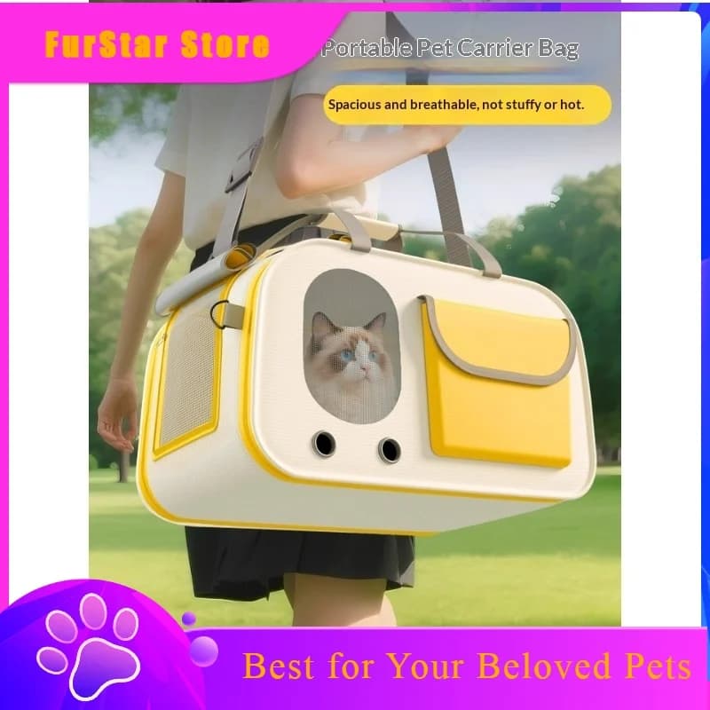 FurStarPortable Large Capacity Cat Carrier Backpack, Handbag & Crossbody 2-in-1, Breathable Mesh Extra Large Pet Travel Bag For
