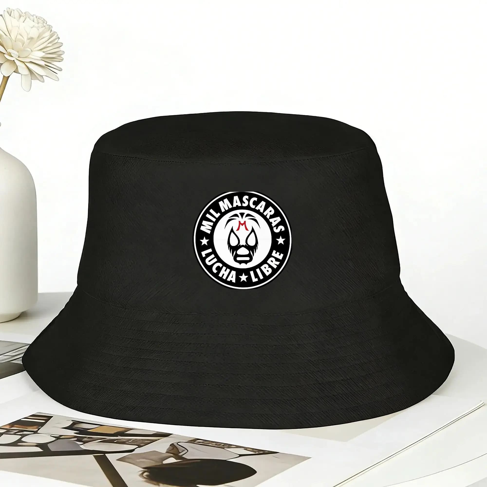Cappello da pescatore MIL MASCARAS LUCHA LIBRE per uomo e donna, cappelli casual da caccia, traspiranti, con stampa hip hop, protezione solare.