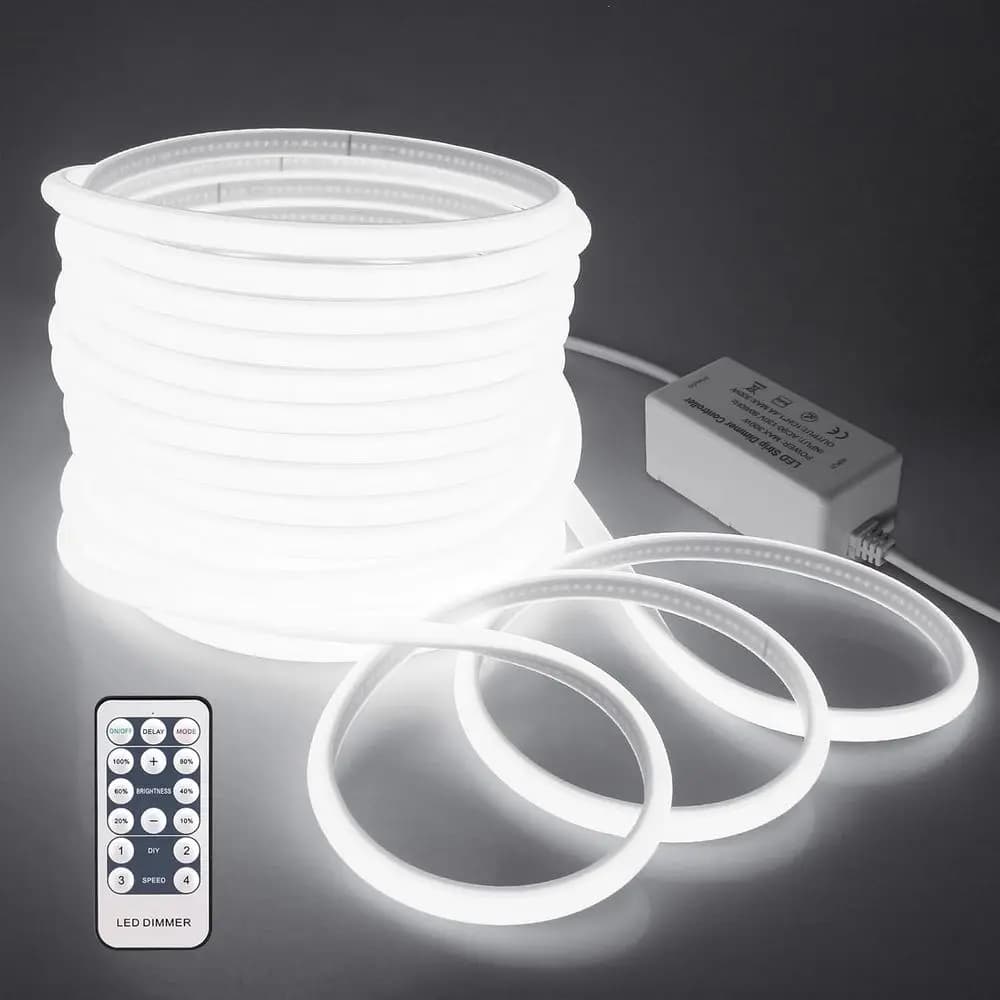 LED Strip COB 65.6T Cool White AC 110V~120V, Bright LED Strip COB Flexible Exterior, Bright LED Cord Dimmable and Cuttable