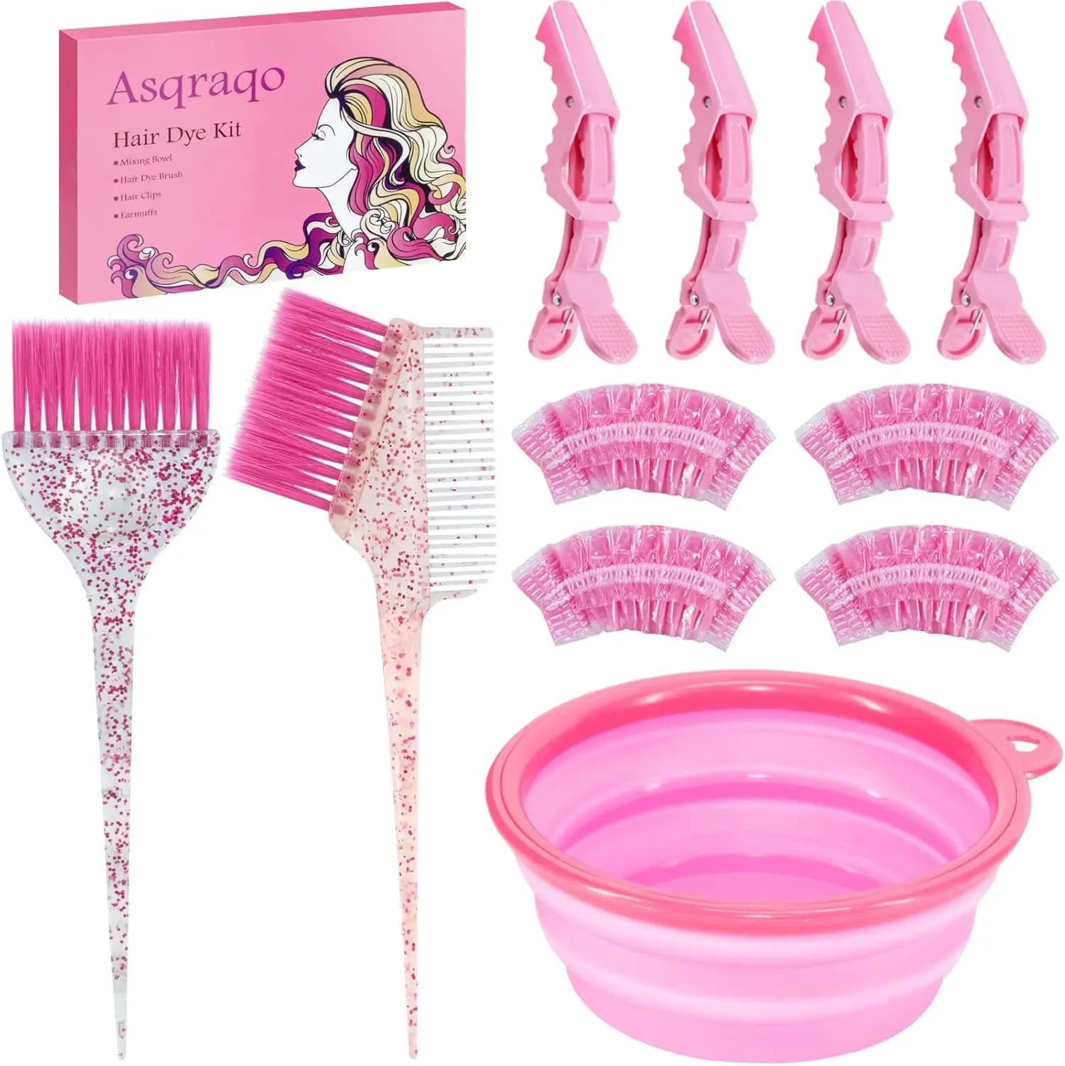 Kit per Colorazione Capelli 11 Pezzi - Strumenti Professionali per Miscelazione Fai-da-Te, Include Clip, Ciotola, Pennello per Tintura, Paraorecchie per Decolorazione e Tintura