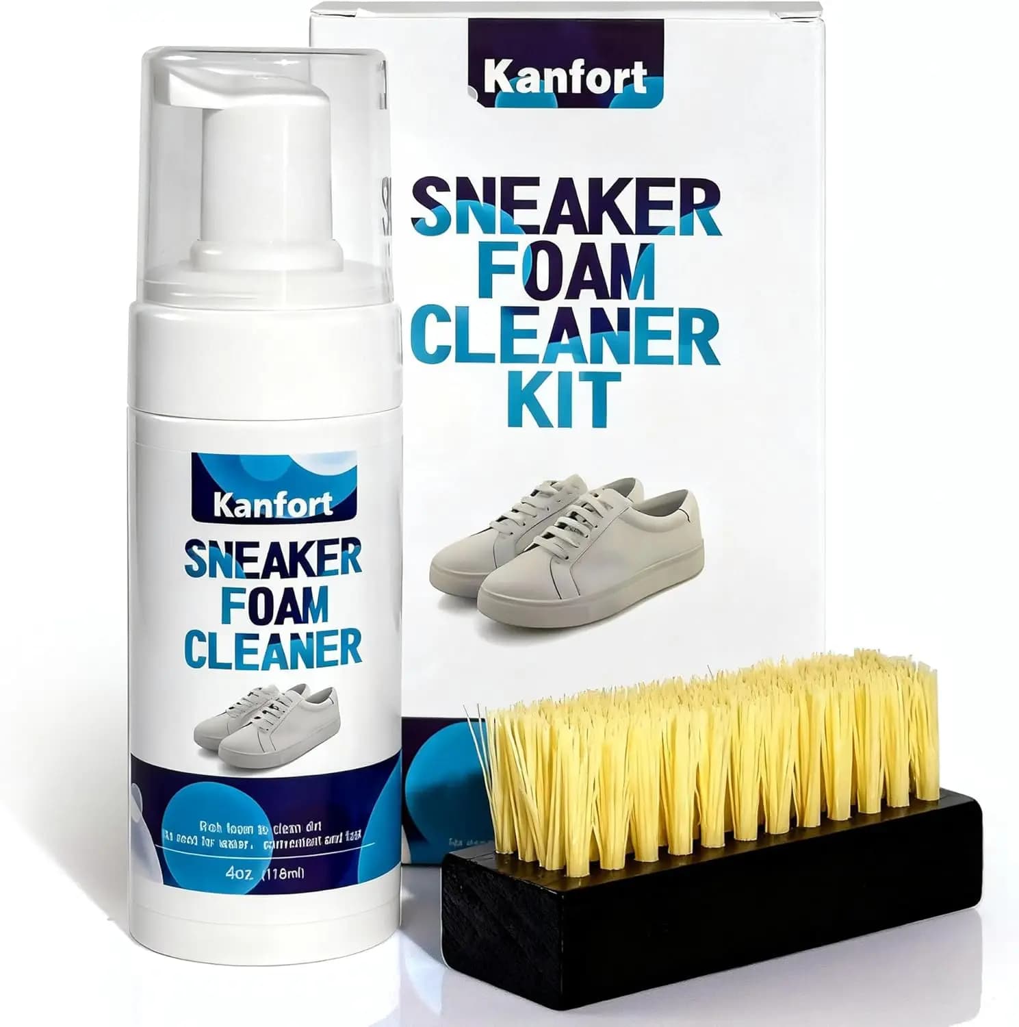 Kit per la Pulizia delle Scarpe, Detergente in Schiuma per Sneaker con Spazzola, Pulitore Senza Acqua per Camoscio, Pelle, Tessuto Lavorato a Maglia, Stoffa