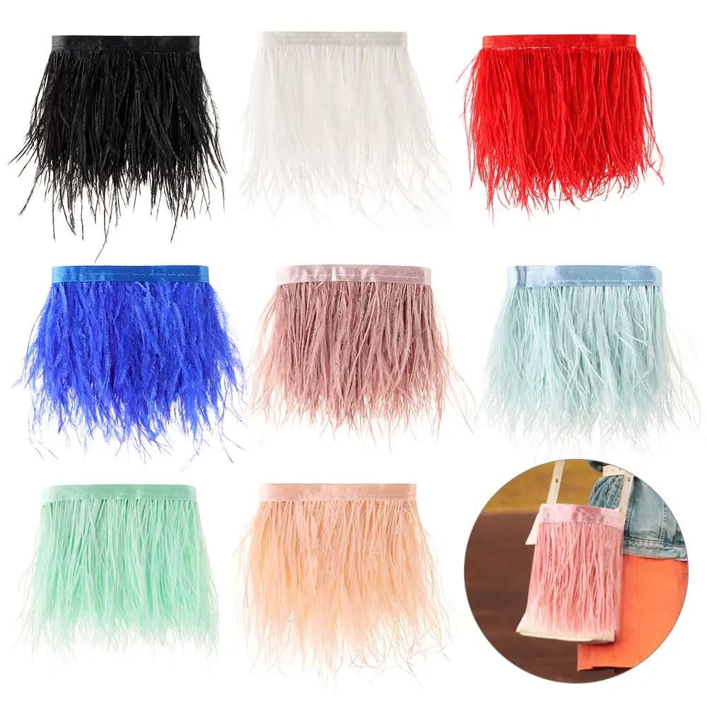 1 metro piume di struzzo Trim 8-10 CM pennacchi nastro cimosa per abito da sposa fai da te decorazione artigianato accessori