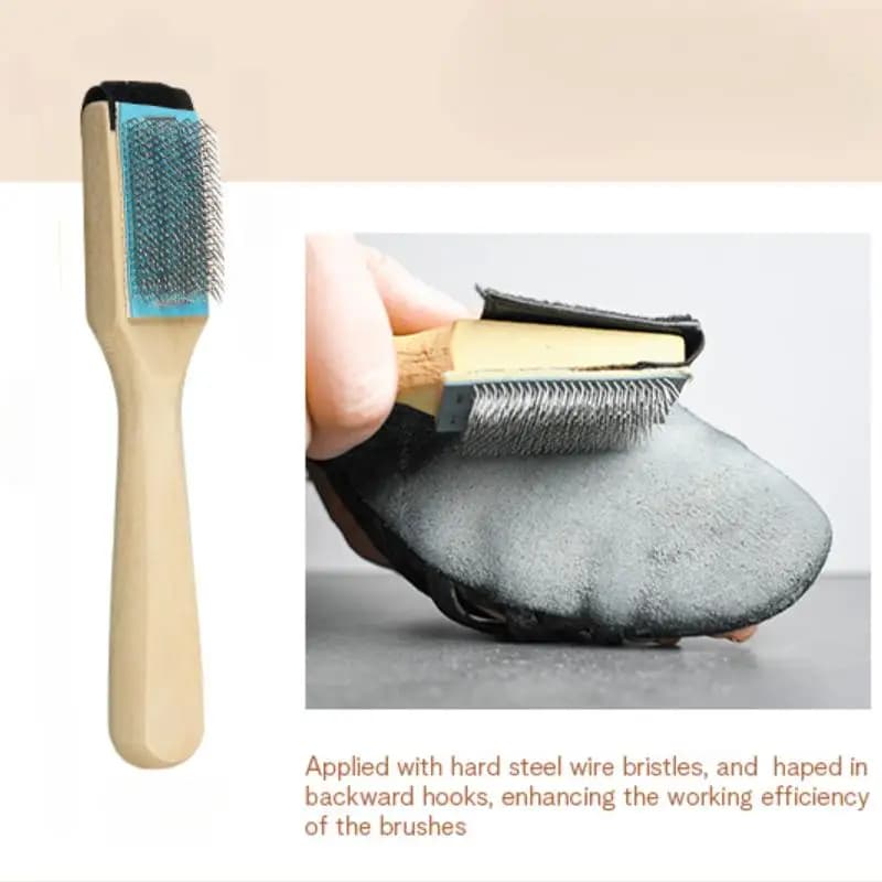 Wooden Suede Sole Wire Shoe Brush With Protector Cover Stainless Steel Brush Head Dance Shoes Cleaning Brush Durable Practical