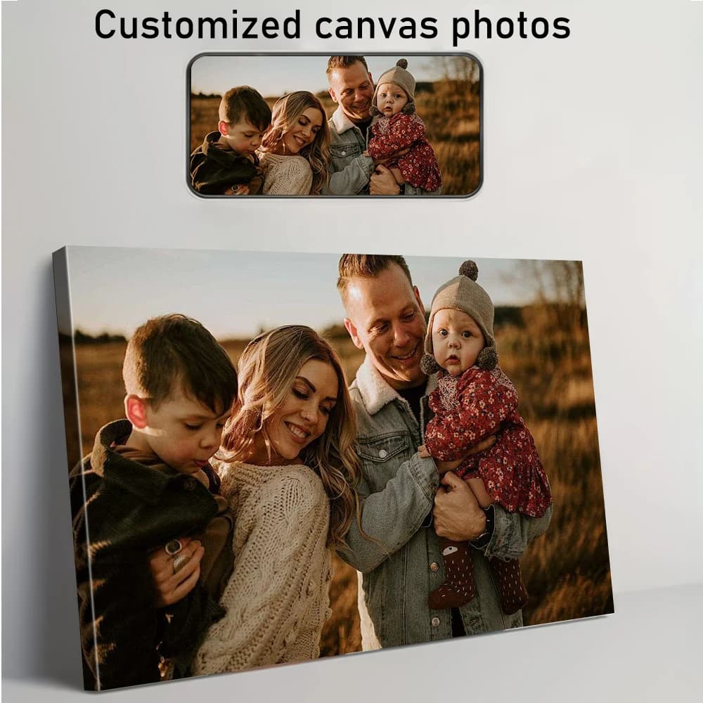 1 tela fotografica personalizzata, cornice in legno fai-da-te opzionale o poster senza cornice, regalo esclusivo per coppie o famiglie, personalizzato.