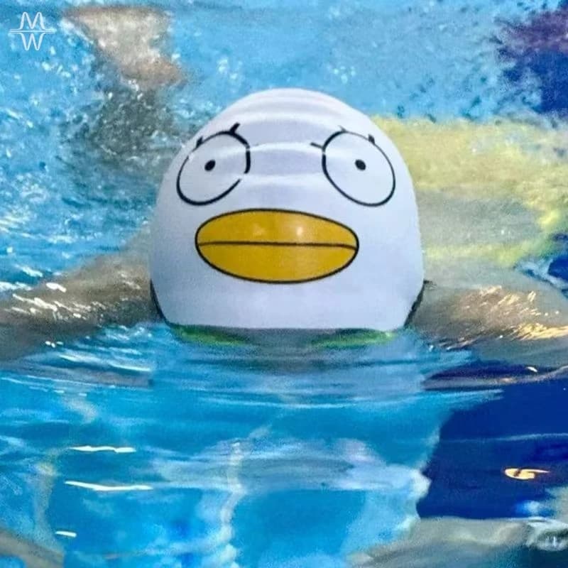 Cute Cartoon Duck Silicone Swim Cap Waterproof Comfortable For Pool Beach Swimming Accessories