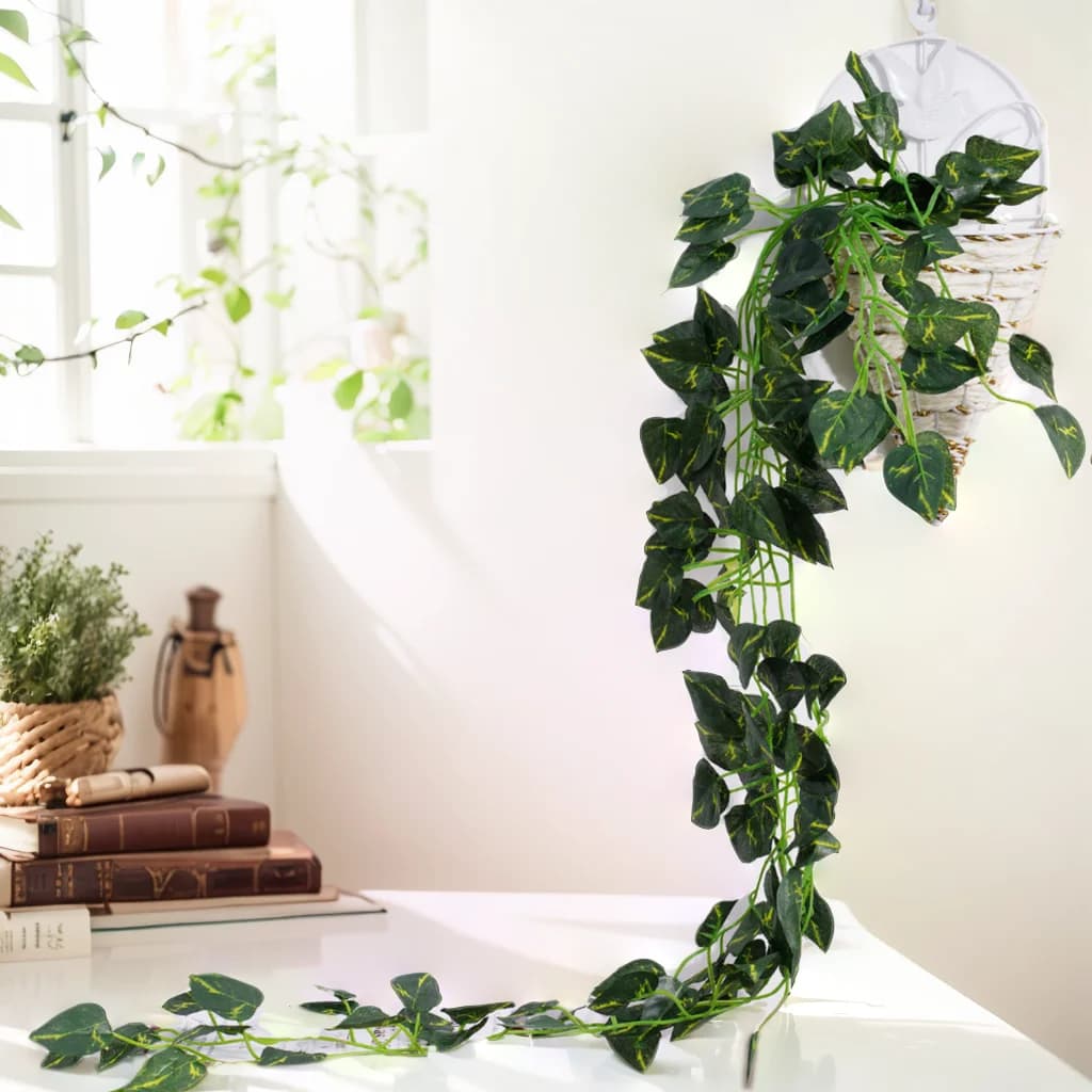 1 Piece Artificial Plant Copper, Green Wall Garland, Home and Garden Decoration, Rattan, Finced Garland for Weddings and Celebrations, Edera Sheets