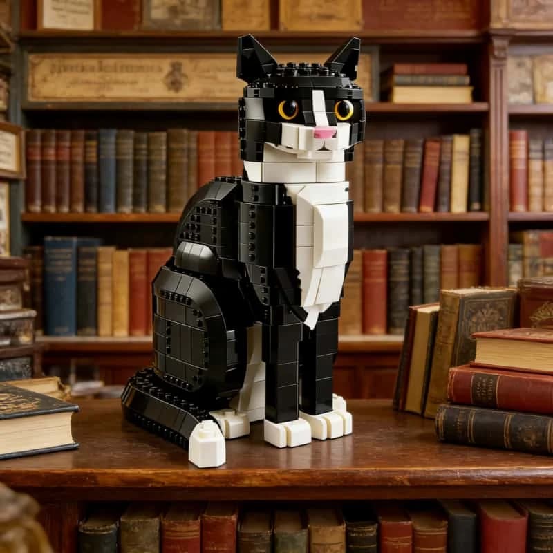Nuovo modello di gatto 2025, blocchi da costruzione a forma di animale, simpatici blocchi da costruzione a cartone animato, giocattoli educativi, regali di Natale e compleanno per adulti