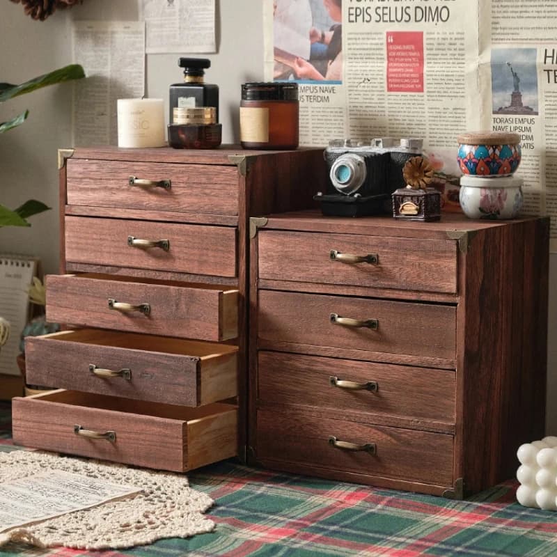 Organizzatore da scrivania in legno con cassetti Scatola portaoggetti da scrivania per la casa e l'ufficio Elegante soluzione di archiviazione per articoli vari