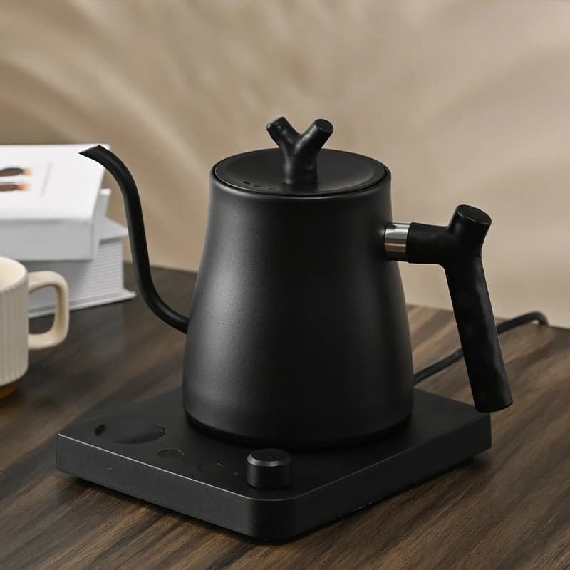 1000ML Stainless Steel Electric Kettle with Hollow Beccup and Digital Temperature Control for Precise Coffee and Tea Preparation