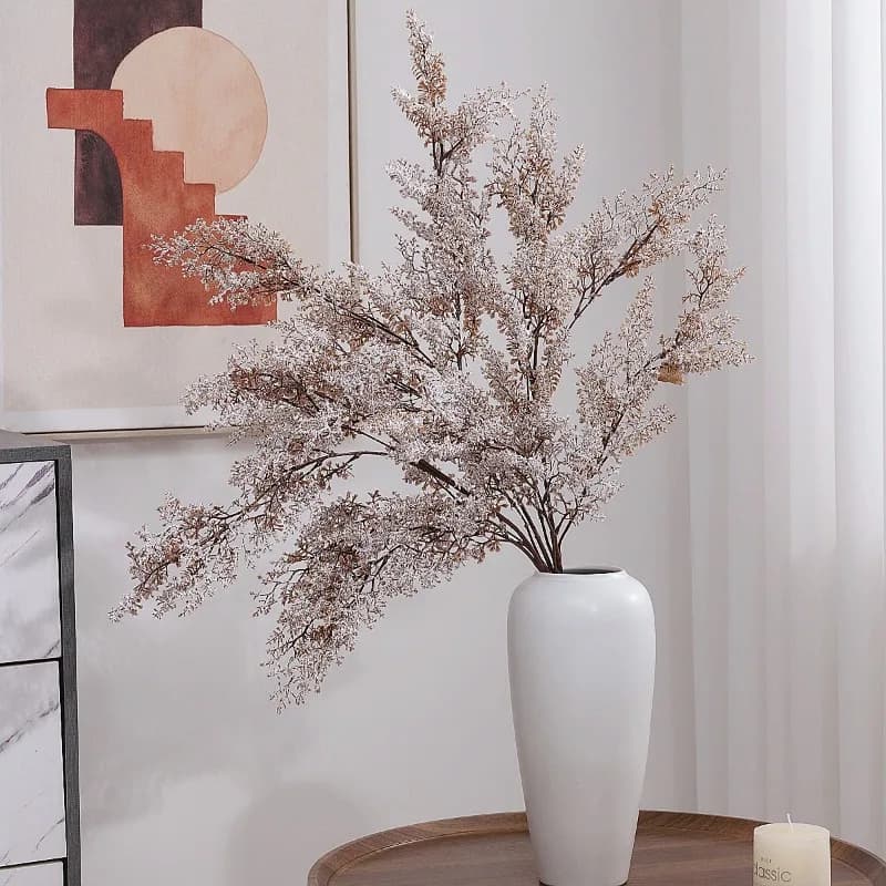 2 Pieces of 108 cm Artificial Flowers Rams, Green Plants in Plastic, Commercial Center Decoration, Yellow Plant Simulation