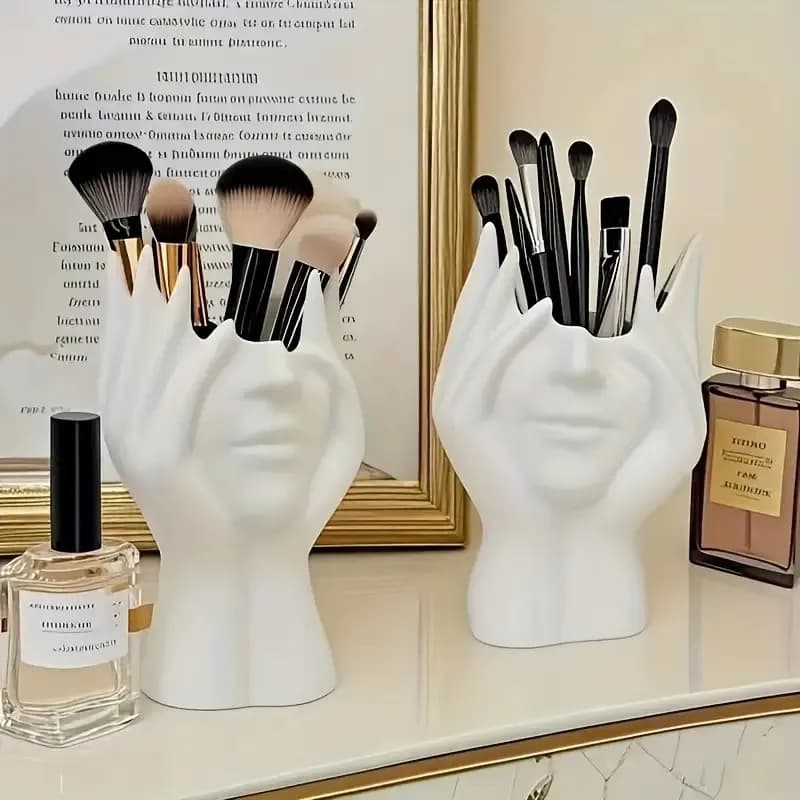 Secchio portaoggetti per lo styling del viso da 1 pezzo, scatola portaoggetti per il trucco carina, bancone per il trucco, scatola portaoggetti per il trucco del bagno