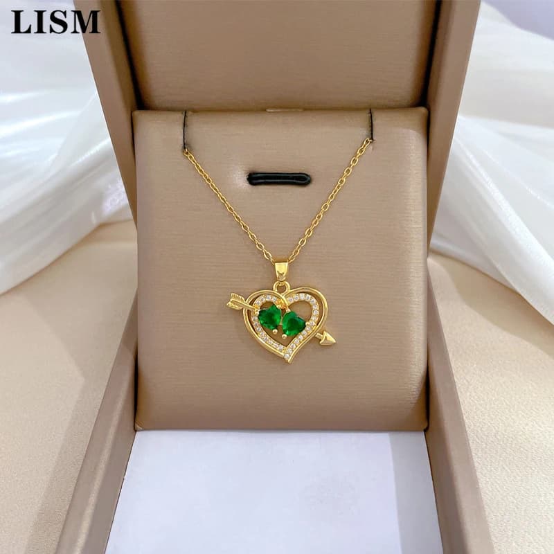 OIMG Collana con ciondolo a forma di freccia di Cupido romantico placcato oro in acciaio inossidabile 316L per donne Ragazze Regali di amore eterno di San Valentino