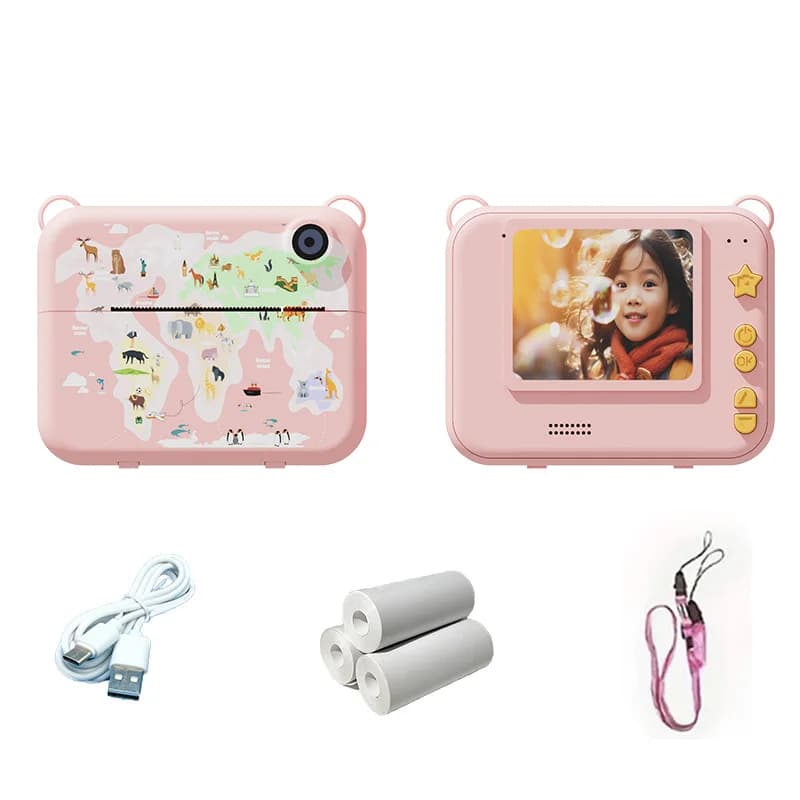 fotocamera con stampa istantanea per bambini doppia fotocamera ad alta definizione 1080p batteria ad alta capacità da 1500 mAh, zoom 10x, regalo per bambini dai 4 anni in su