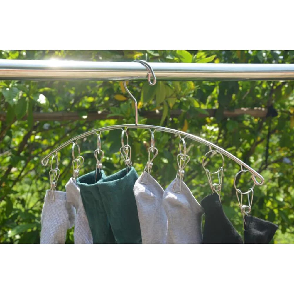 Stendibiancheria in Acciaio Inossidabile con 8 Clip, Morsetti Elastici Robusti per Reggiseni, Biancheria Intima, Calzini, Asciugamani, Guanti, Stendino per Bucato