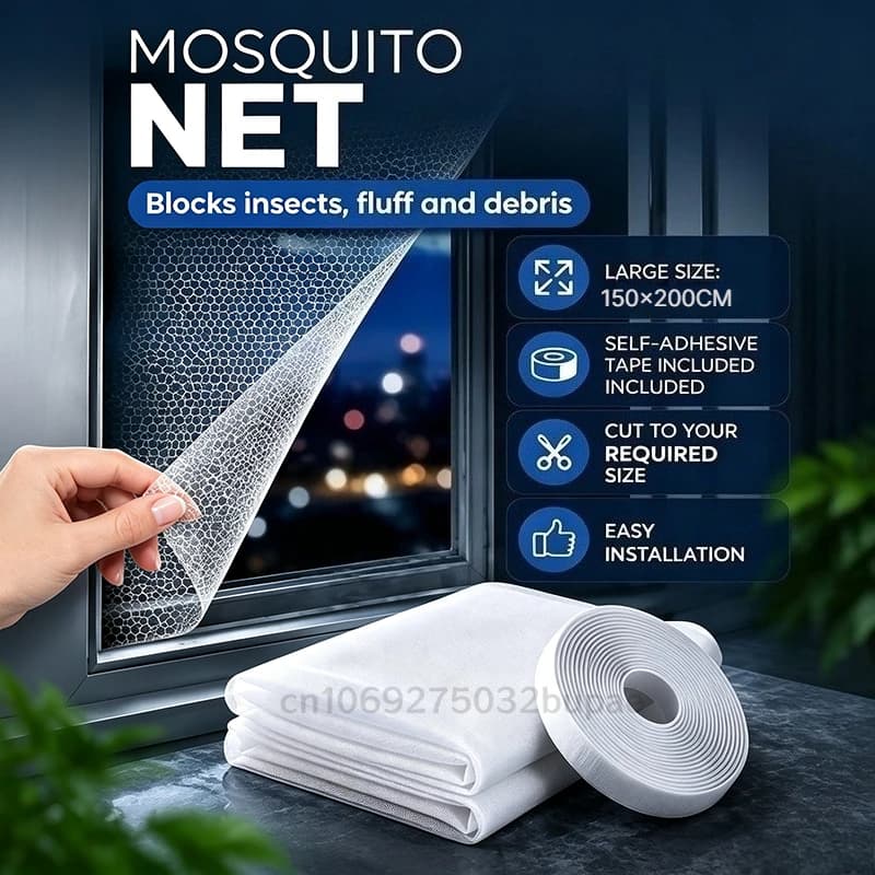 Self Adhesive Window Velcro Mosquito Net Insect Barrier Screen Mesh DIY Cuttable Fly Mosquito Net Screen Loop Tape for Windows