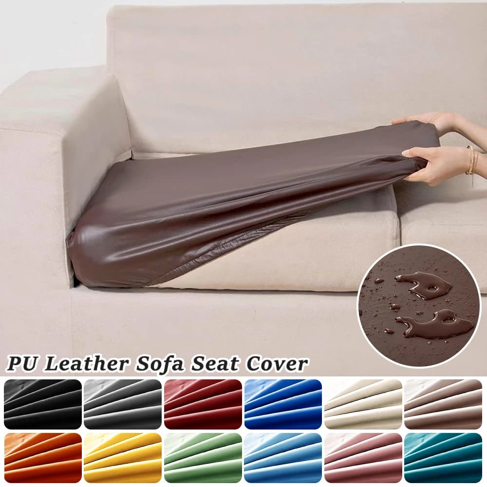PU Leather Waterproof Sofa Seat Covers Solid Color Elastic Sofa Cover for Living Room Furniture Cover for Office Cover